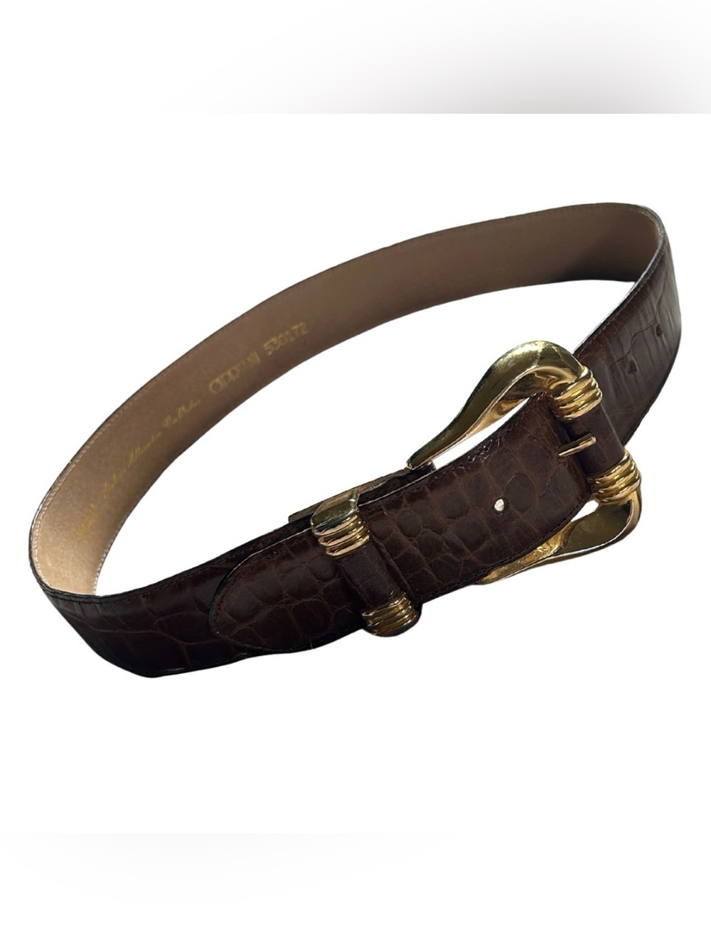 Vintage Cipriani Italian Alligator Collection Leather Belt | Small | Brown/Gold